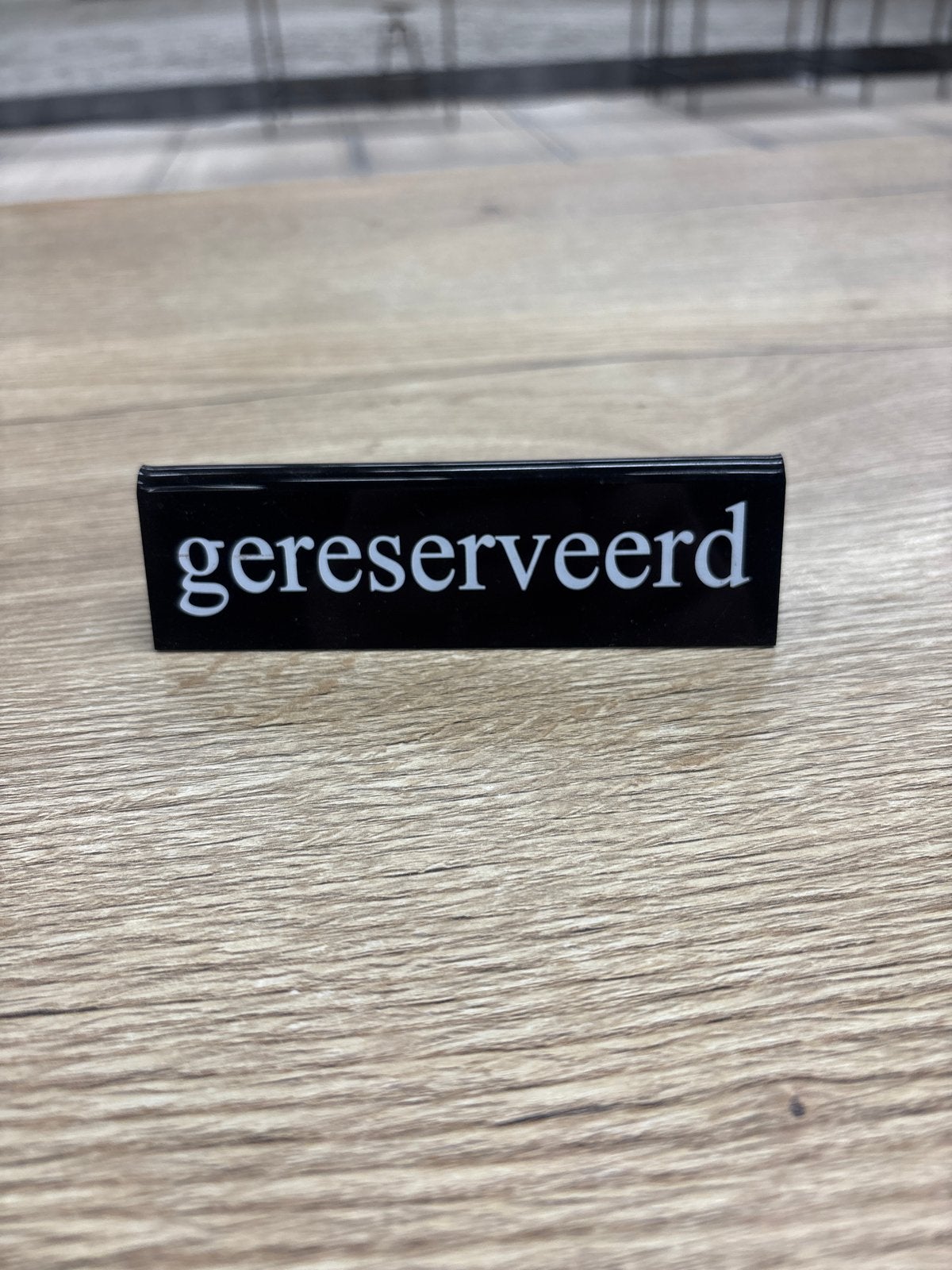 5x Gereserveerd bordje - Zwart met witte tekst, Huis en Inrichting, Ophalen, Nieuw, Zwart, Kunststof
