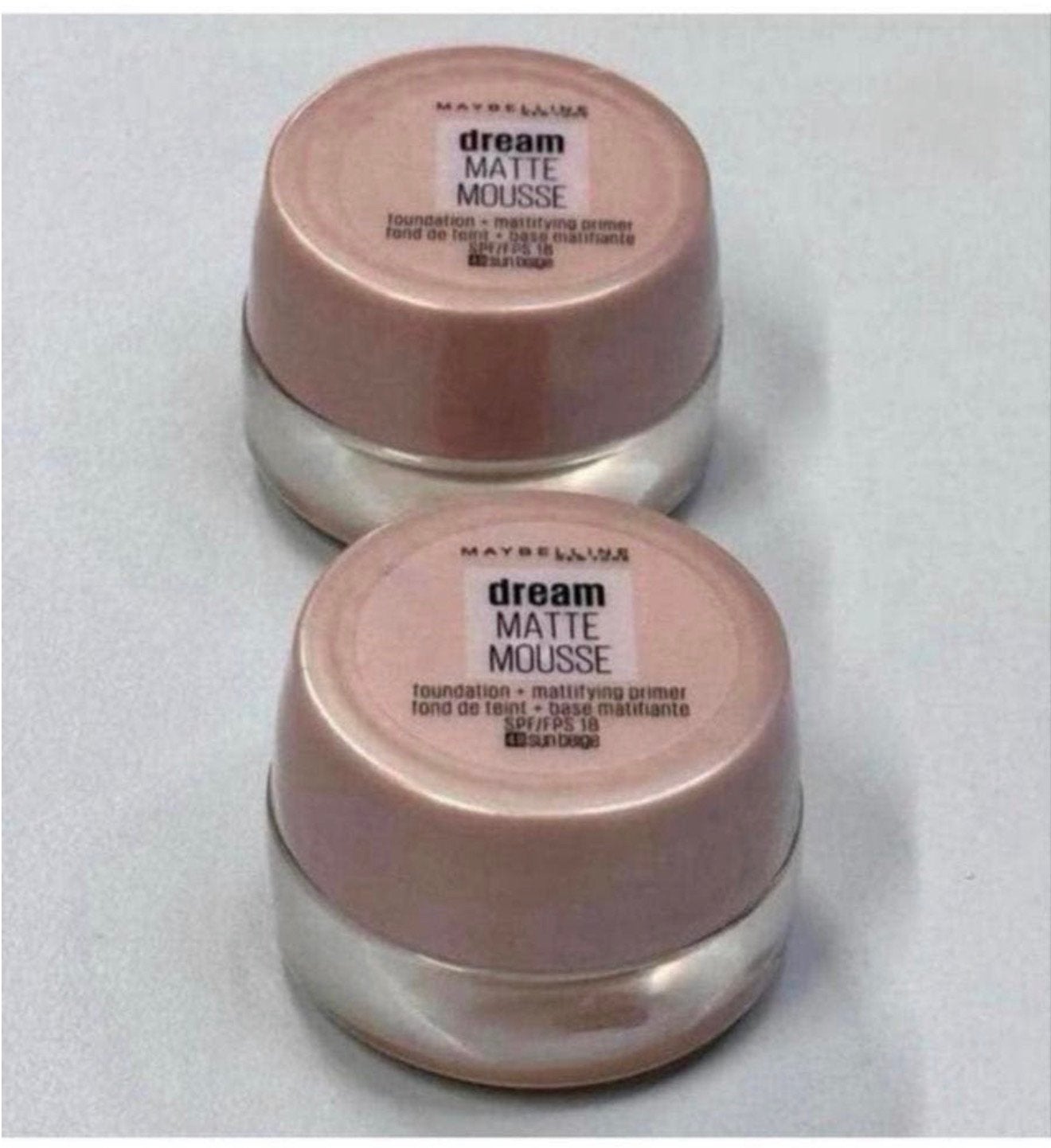 2X Maybelline Dream Matte Mousse Foundation - 48 Sun Beige, Mm, Gehele gezicht, Beige, Nieuw