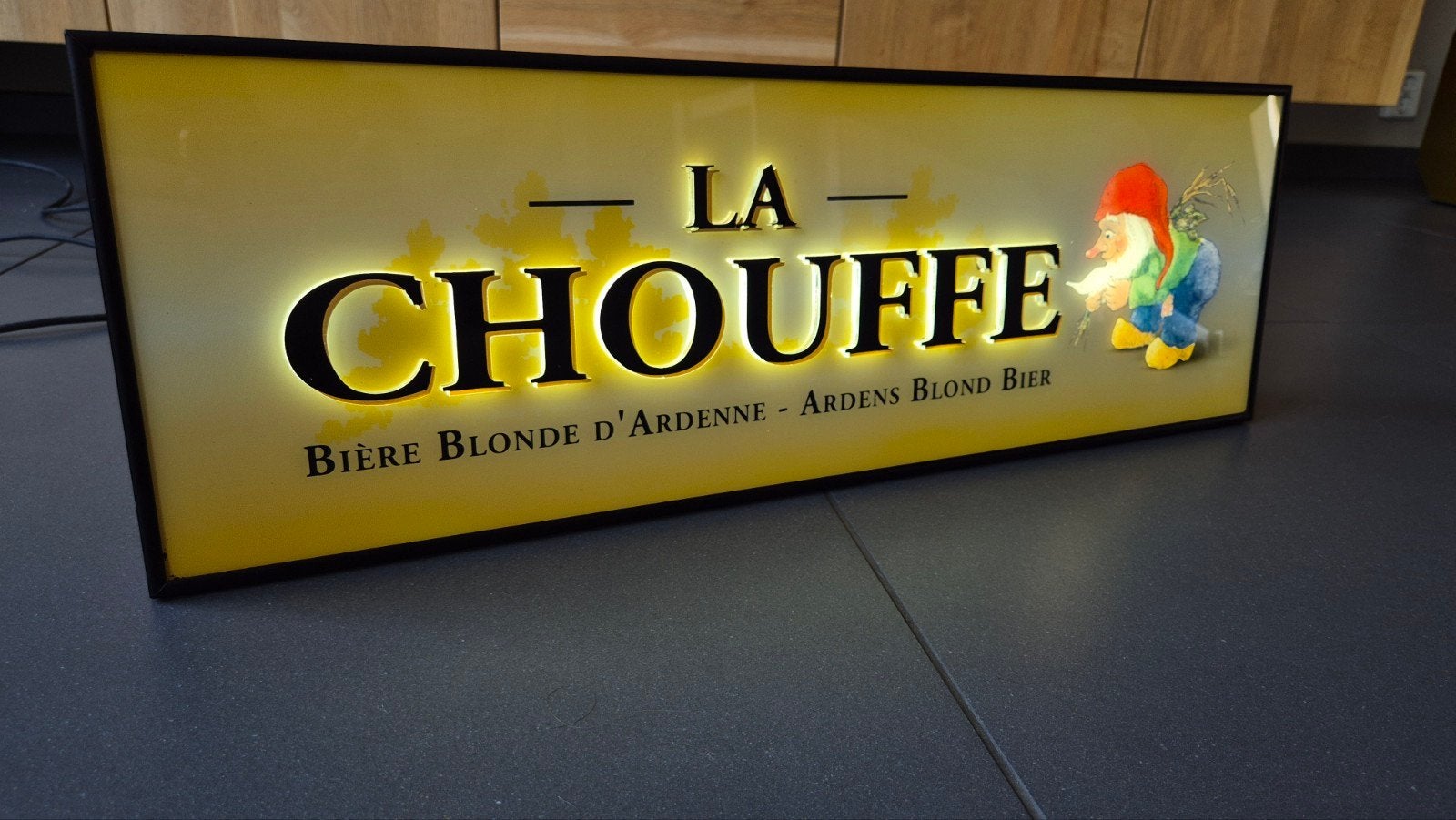 La Chouffe Lichtreclame, Ophalen of Verzenden, Gebruikt, Reclamebord, Plaat of Schild, Overige merken