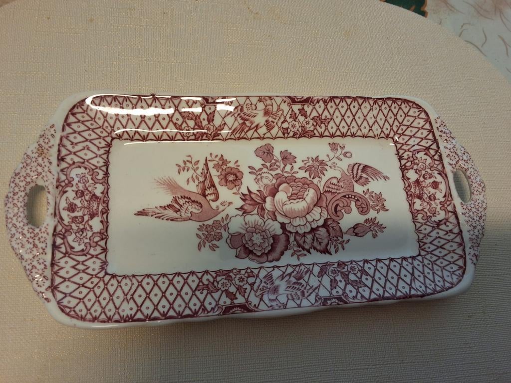 Mason's Pink Stratford cakeschaal 13,5 x 28 cm, Antiek en Kunst, Antiek | Porselein, Ophalen of Verzenden