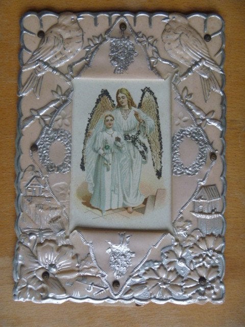 Prachtige kaart in relief. Engel. Religie. Rond 1920, Antiek en Kunst, Ophalen of Verzenden