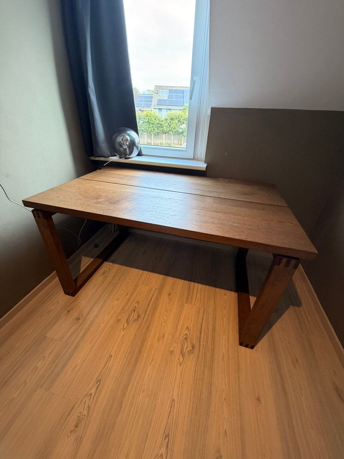Eettafel Eikenfineer Bruin Geglazuurd (mörbylånga), Huis en Inrichting, Tafels | Eettafels, Ophalen, Gebruikt, Eikenhout, 50 tot 100 cm