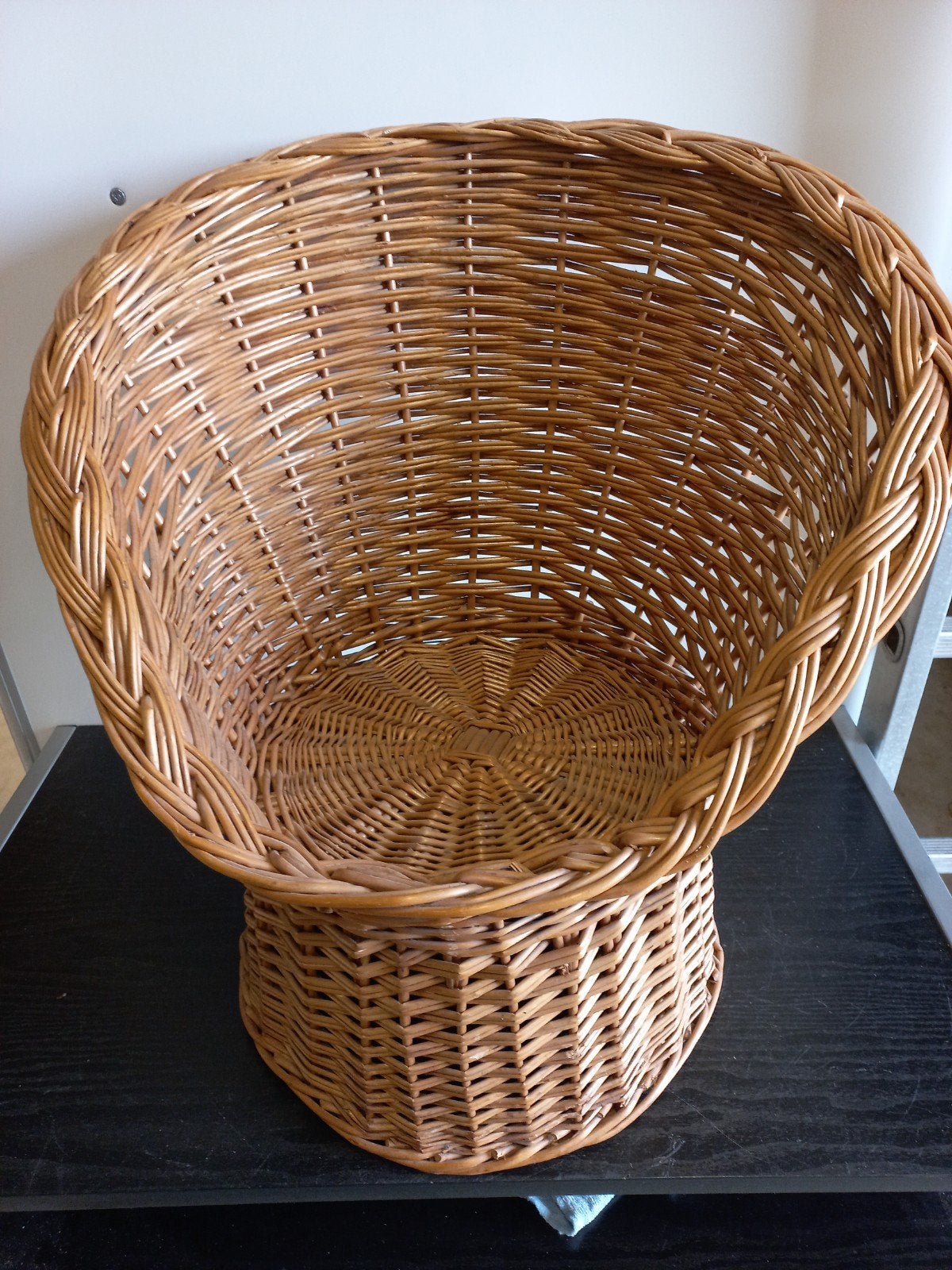 Rieten stoeltje - Zitting 21 cm hoog, rugleuning 52 cm, Ophalen, Overige kleuren, Boho, Vintage, Natuurlijk, Riet of Rotan