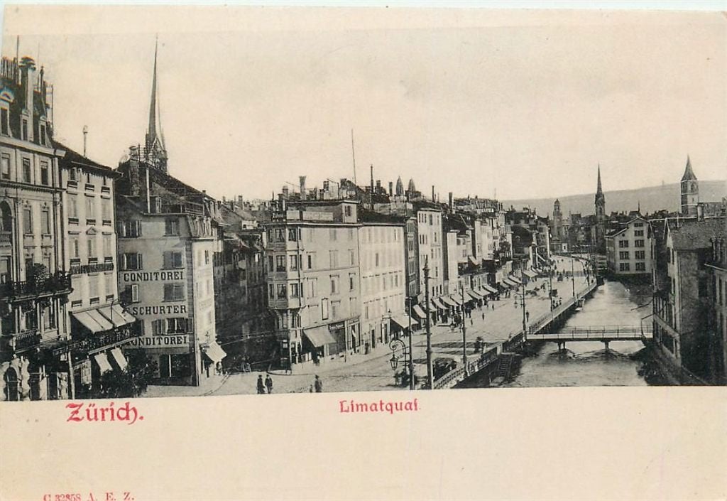 702-095-001 Zurich Limatquai, Verzamelen, Ansichtkaarten | Buitenland, Verzenden, Voor 1920, Overig Europa