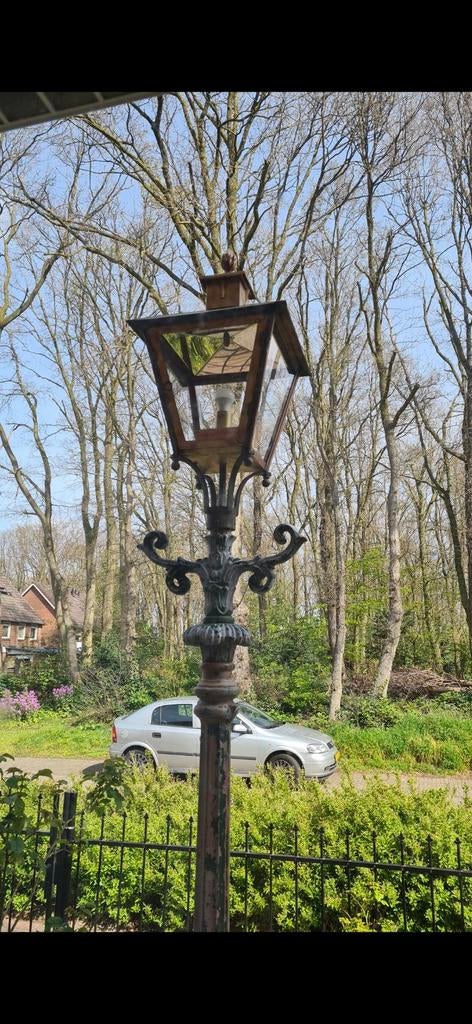 Originele "De Nood" lichtmast met koperen lantaarn, Ophalen