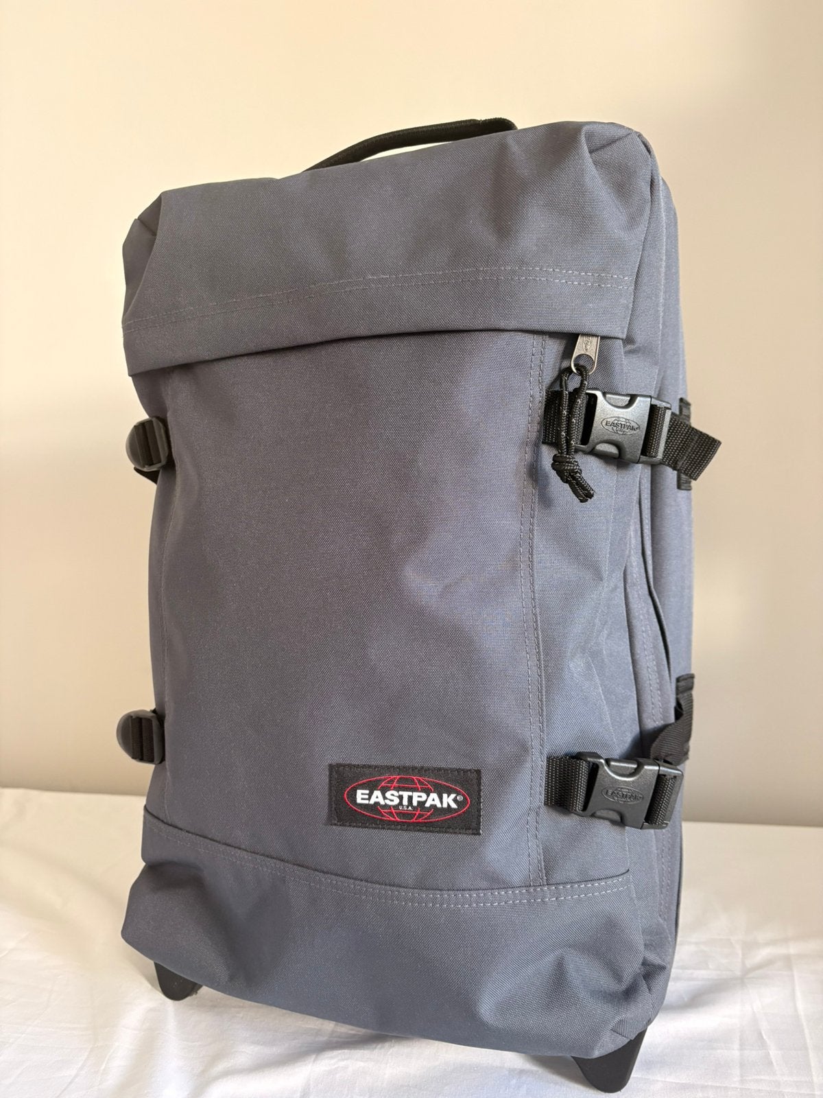 Grijze Eastpak Tranverz S reistrolley in handbagage formaat, 50 tot 60 cm, Ophalen of Verzenden, Zo goed als nieuw, Slot