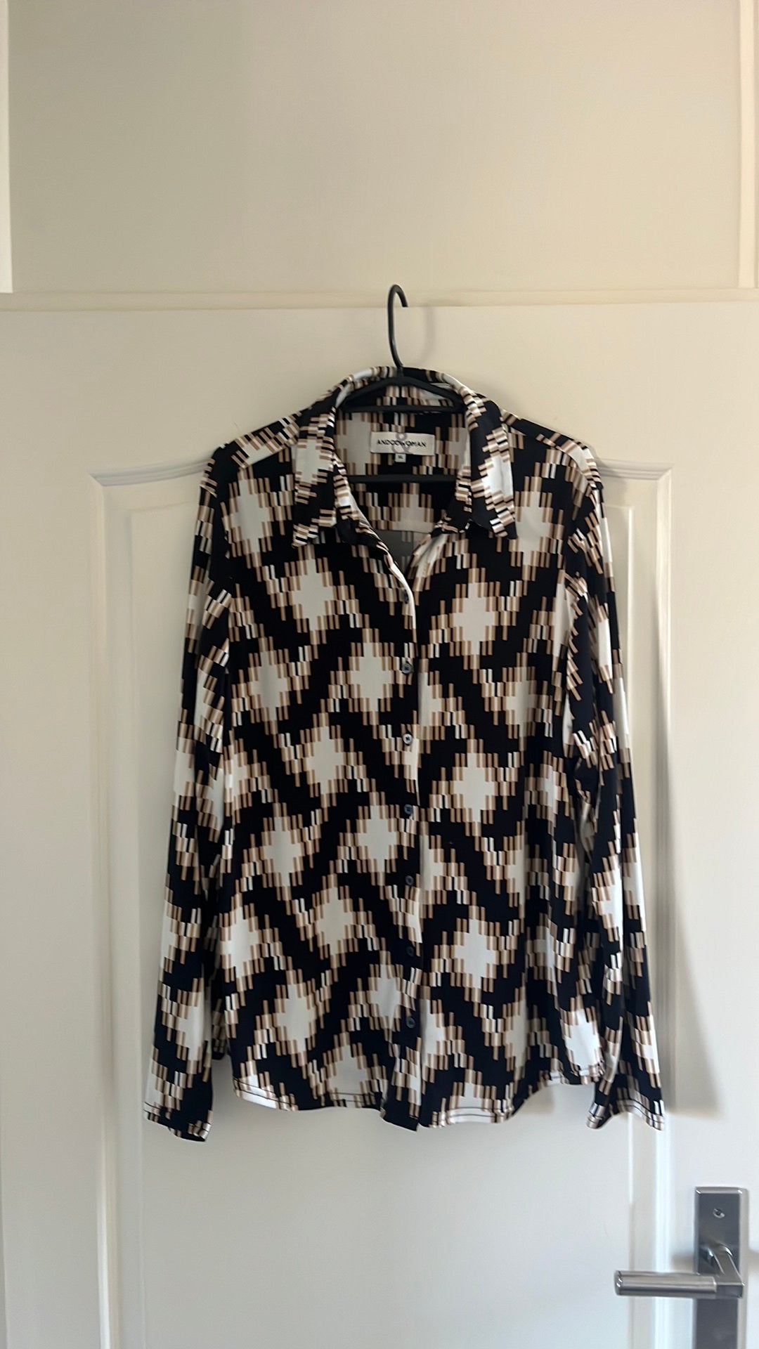 Blouse travelstof xl zwart beige, Ophalen of Verzenden, Nieuw, Maat 46/48 (XL) of groter, Meerkleurig