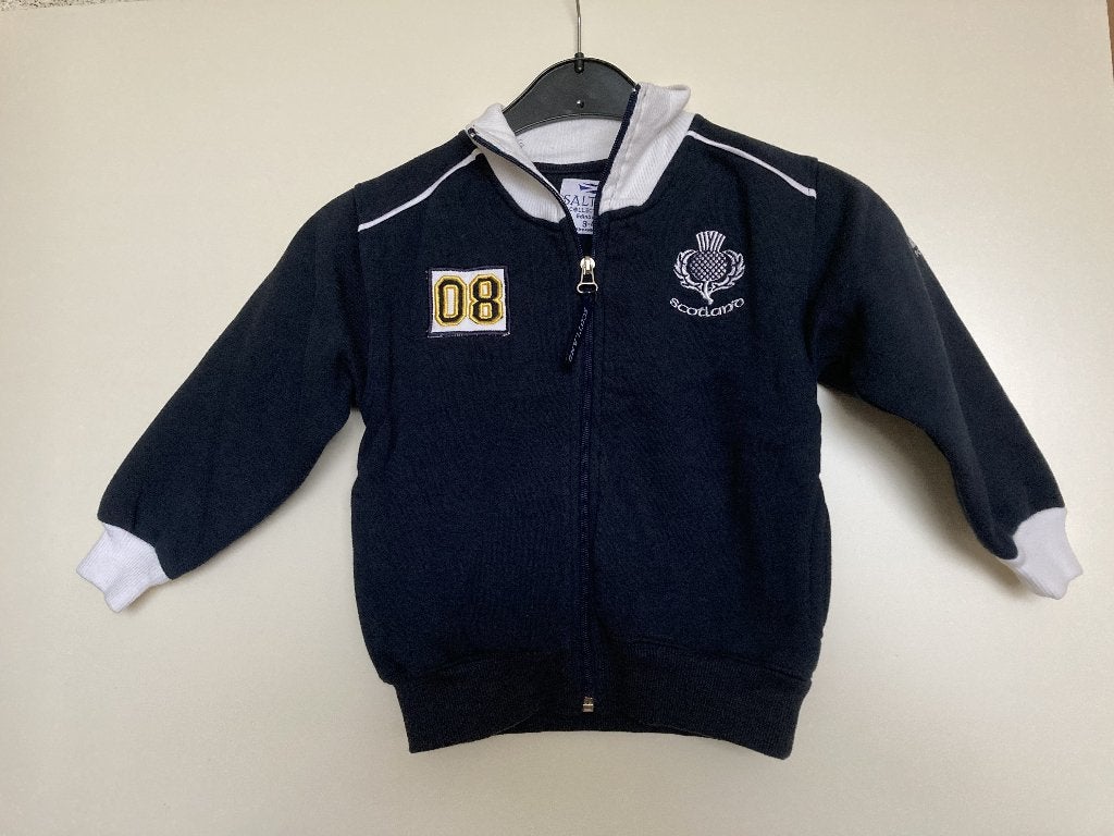 Bomber sweatvest donkerblauw / wit mt 3 - 4 jr / 98 Saltire, Kinderen en Baby's, Kinderkleding | Maat 98, Trui of Vest, Saltire