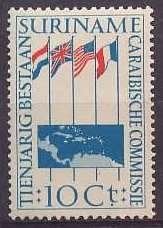 Suriname NVPH nr 325 postfris Caribische Commissie 1956, Ophalen of Verzenden, Postfris