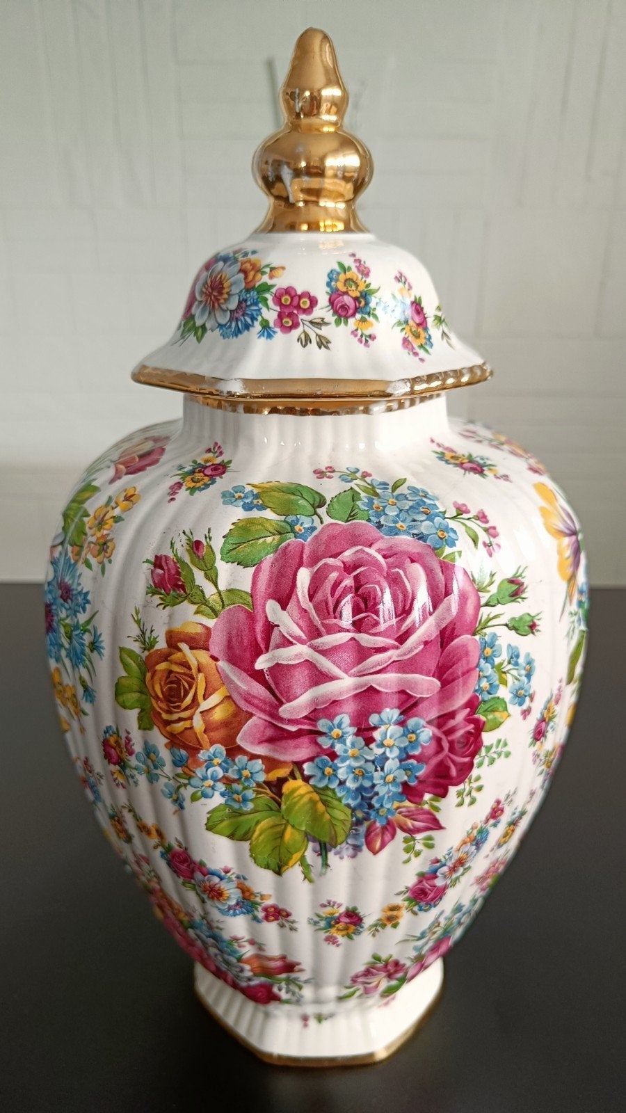 Vintage dekselvaas Keralux Boch Belgium 40 cm., Ophalen of Verzenden