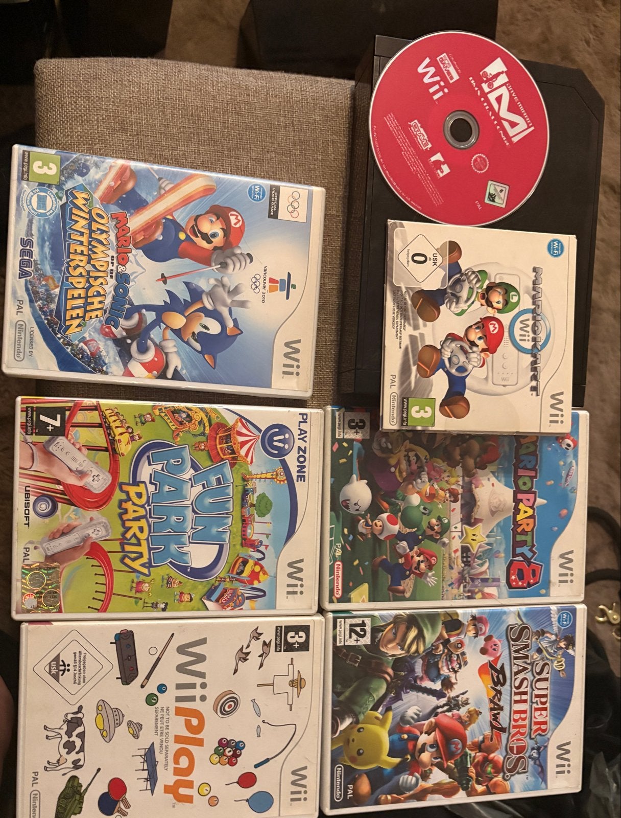 Wii console met 7 spellen en controller, Spelcomputers en Games, Ophalen, Gebruikt, Met 1 controller, Met games