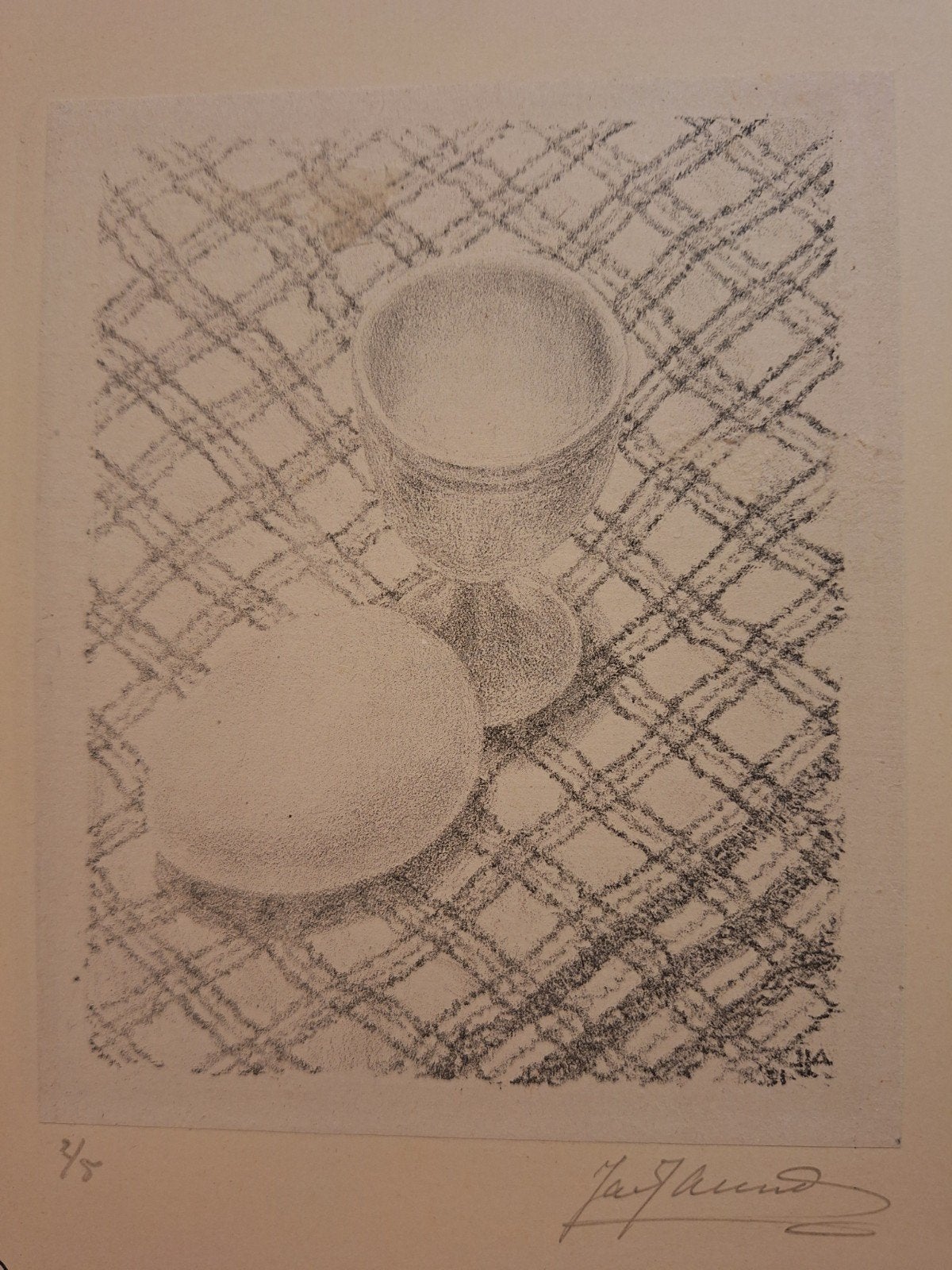 Lithografie ei met dop van Jac J Arend, Dagelijks leven, Origineel, 1950 - 1999, Ophalen of Verzenden