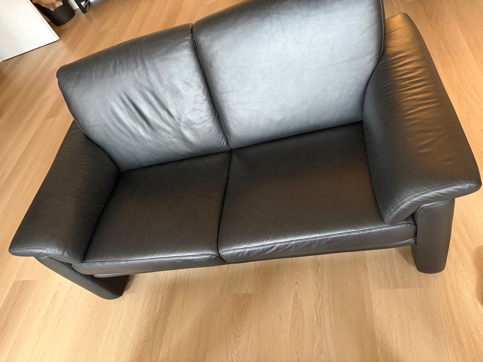 Comfortabele tweepersoons leren bank, Huis en Inrichting, Banken | Bankstellen, Ophalen, Gebruikt, 150 tot 200 cm, Tweepersoons