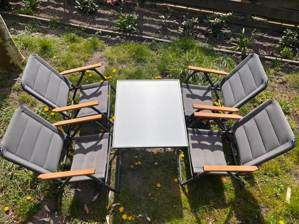 2 x human comfort campingstoelen + tafel Lafuma, Ophalen, Zo goed als nieuw, Campingstoel