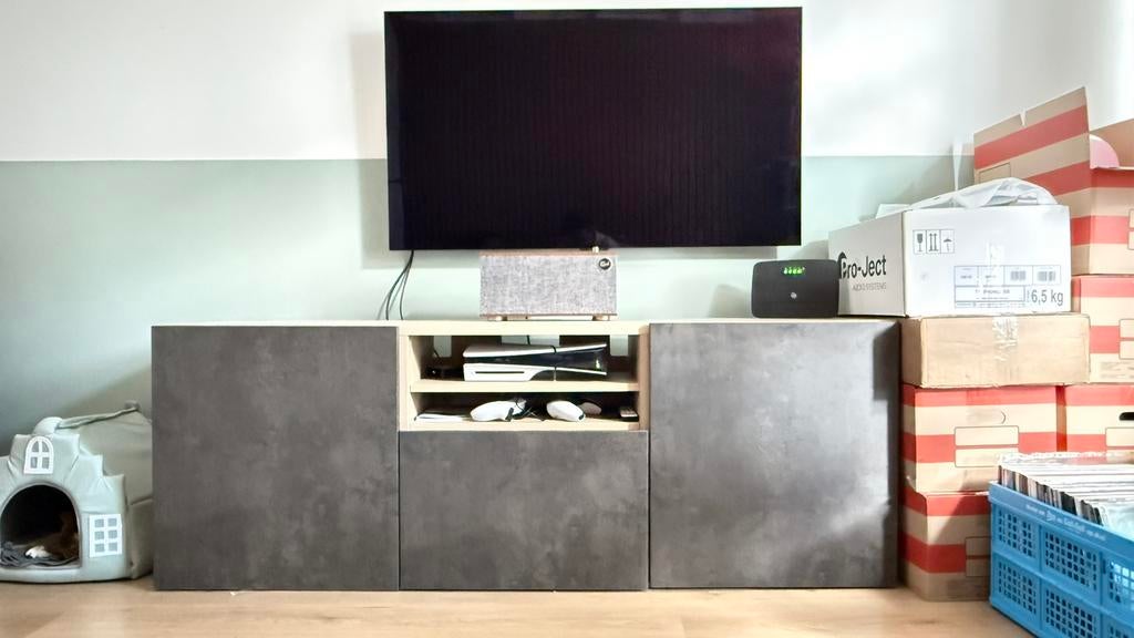 IKEA BESTÅ TV-meubel met KALLVIKEN deuren, Ophalen, Zo goed als nieuw, Minder dan 150 cm, Minder dan 100 cm