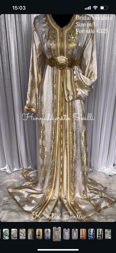 Bridal Takshita jawhara wit goud, Kleding | Dames, Ophalen of Verzenden, Zo goed als nieuw, Wit, Overige typen