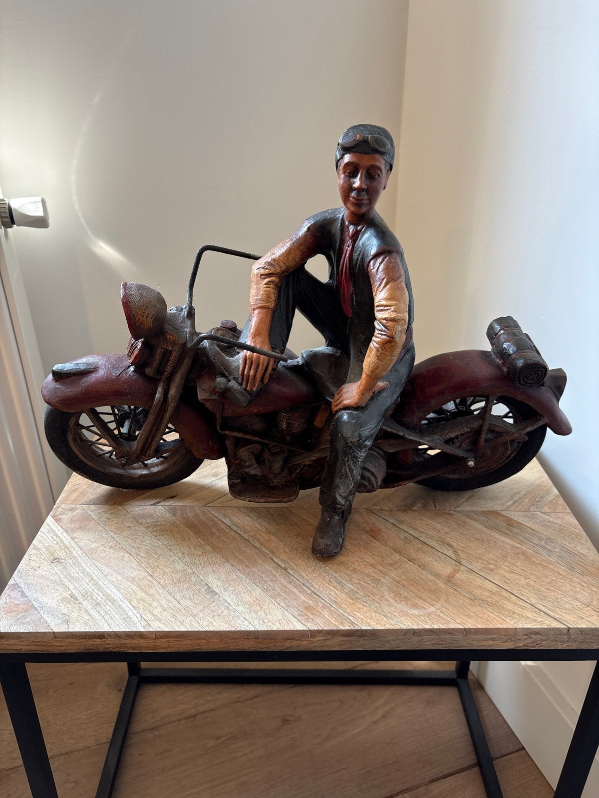 Vintage motorrijder op Harley Davidson, Ophalen of Verzenden, Gebruikt, Mens