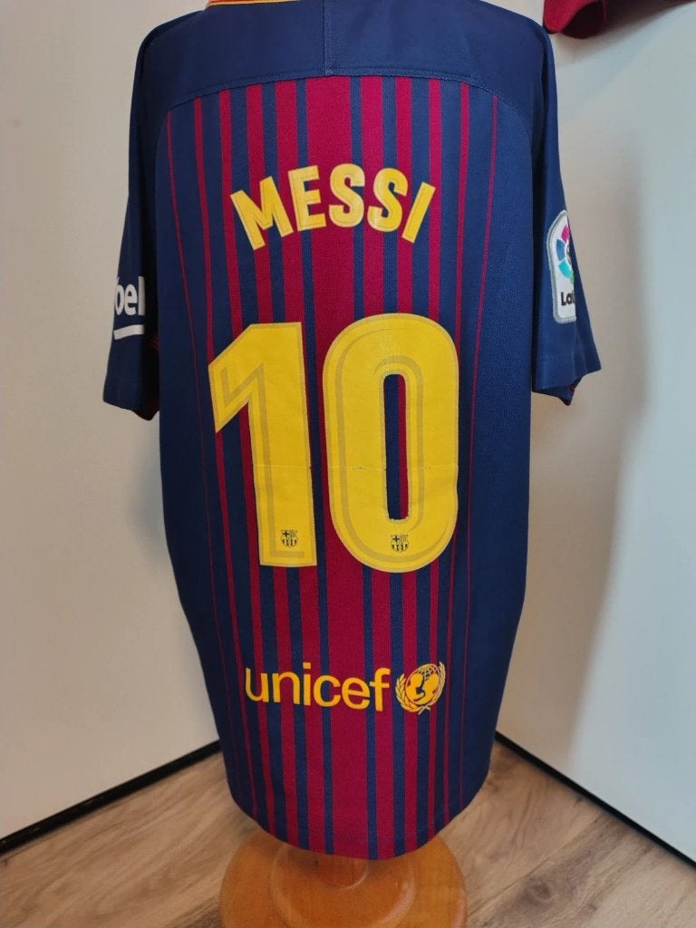 Barcelona Thuis 17/18 – 158 (YM) – #10 Messi, Maat XS of kleiner, Ophalen of Verzenden, Gebruikt, Shirt