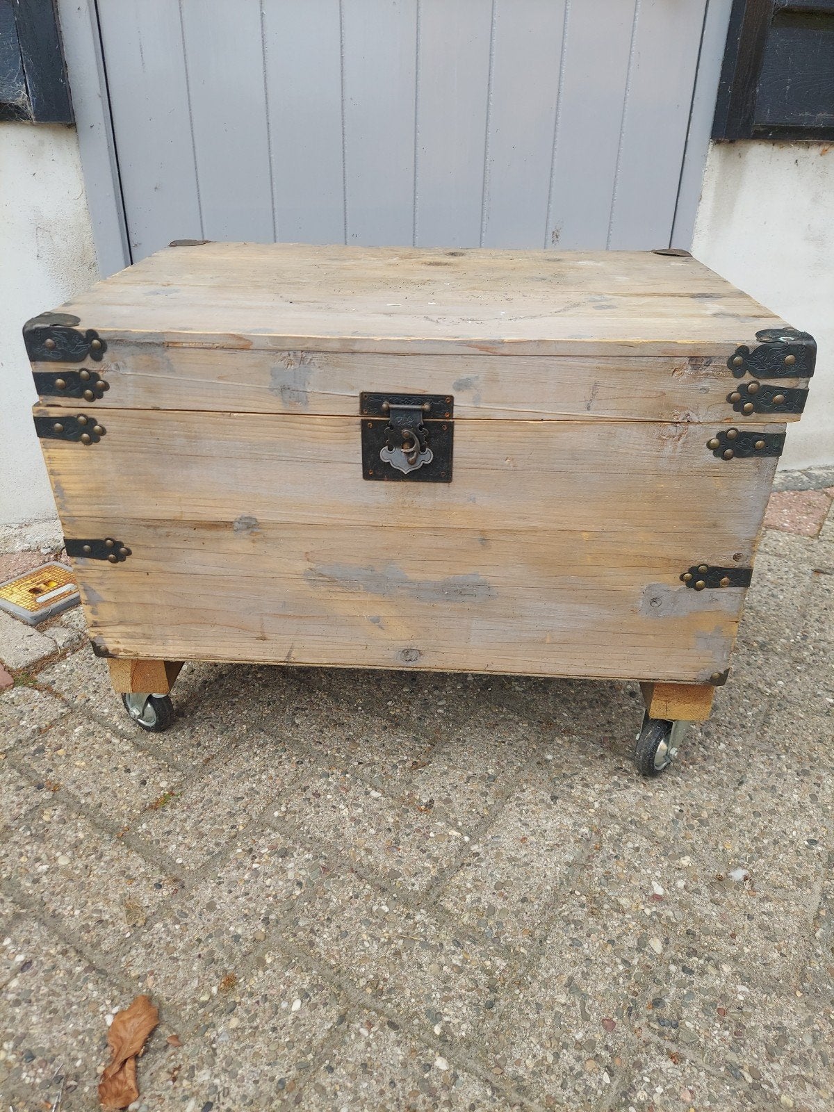 Oud houten kist salontafel opbergbak opbergkist, Ophalen of Verzenden, 50 tot 100 cm, 50 tot 75 cm
