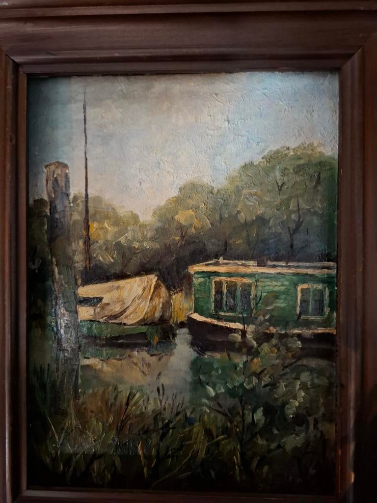 Arie de Jager schilderij – olieverf landschap, Ophalen of Verzenden