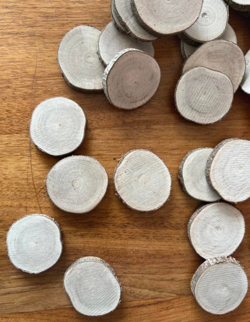 20 Houtschijfjes 5-5,5cm voor bloemschikken/houtbranden, Hobby en Vrije tijd, Knutselen, Verzenden, Nieuw
