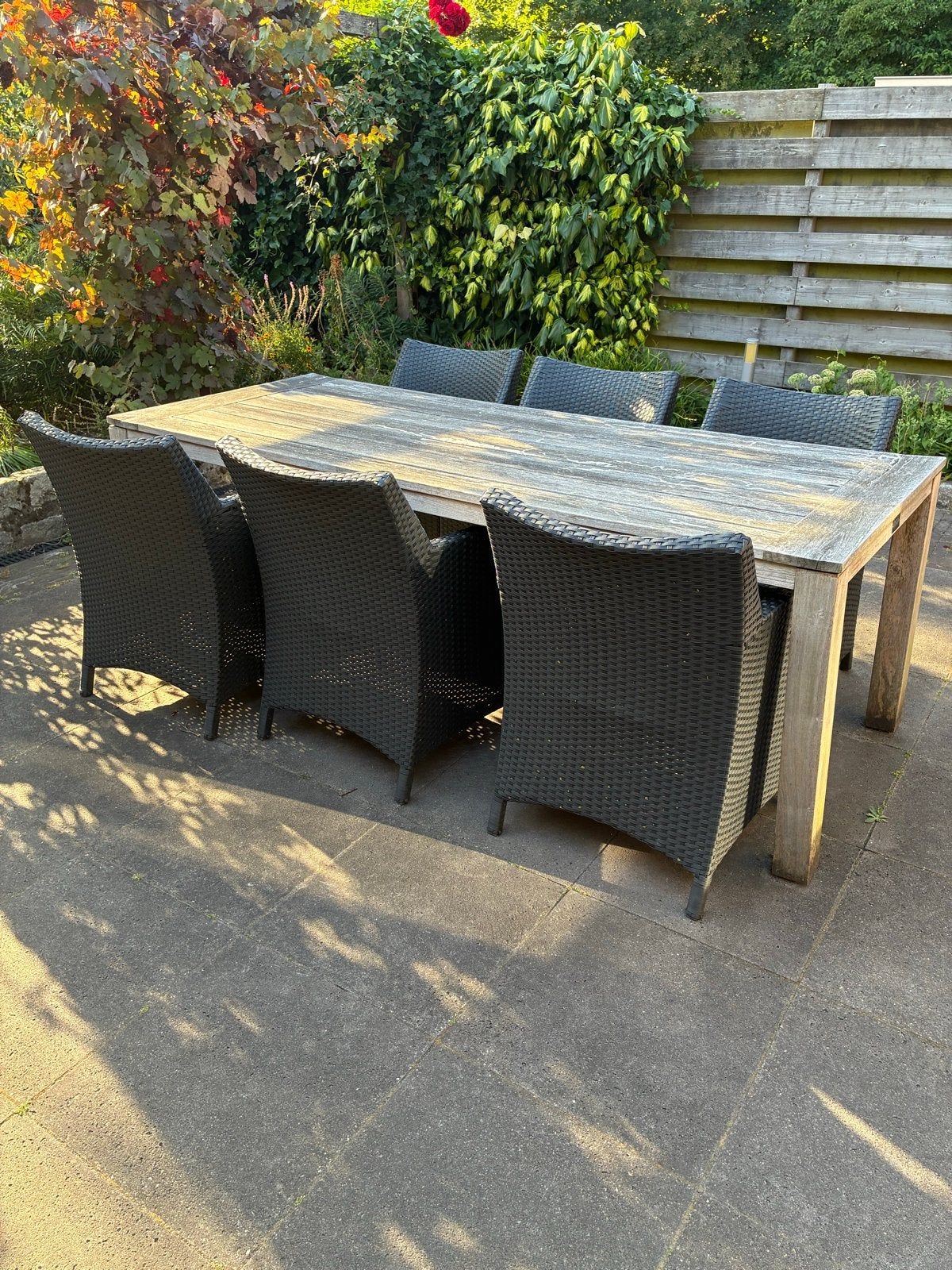 Rough furniture tuinset met 6 stoelen en kussens, Tuin en Terras, Tuinsets en Loungesets, Ophalen, Gebruikt, Eettafel, 6 zitplaatsen