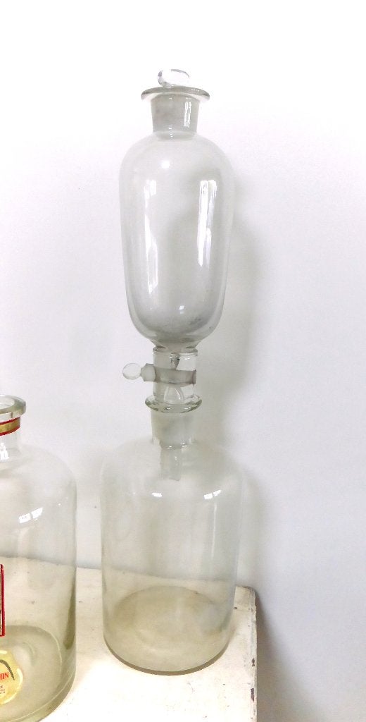 GROTE oude laboratorium fles met opzet / inhoud 5 liter, Ophalen