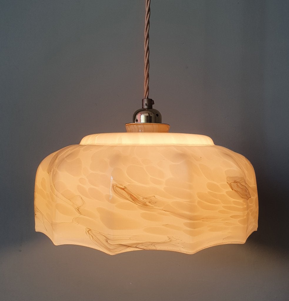 Grote Vintage hanglamp - opaline glas - Art Deco - Antiek, Ophalen of Verzenden