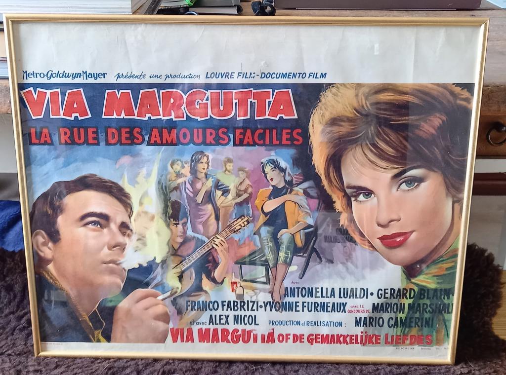Vintage filmposter, Ophalen, Gebruikt, Met lijst, Rechthoekig Liggend