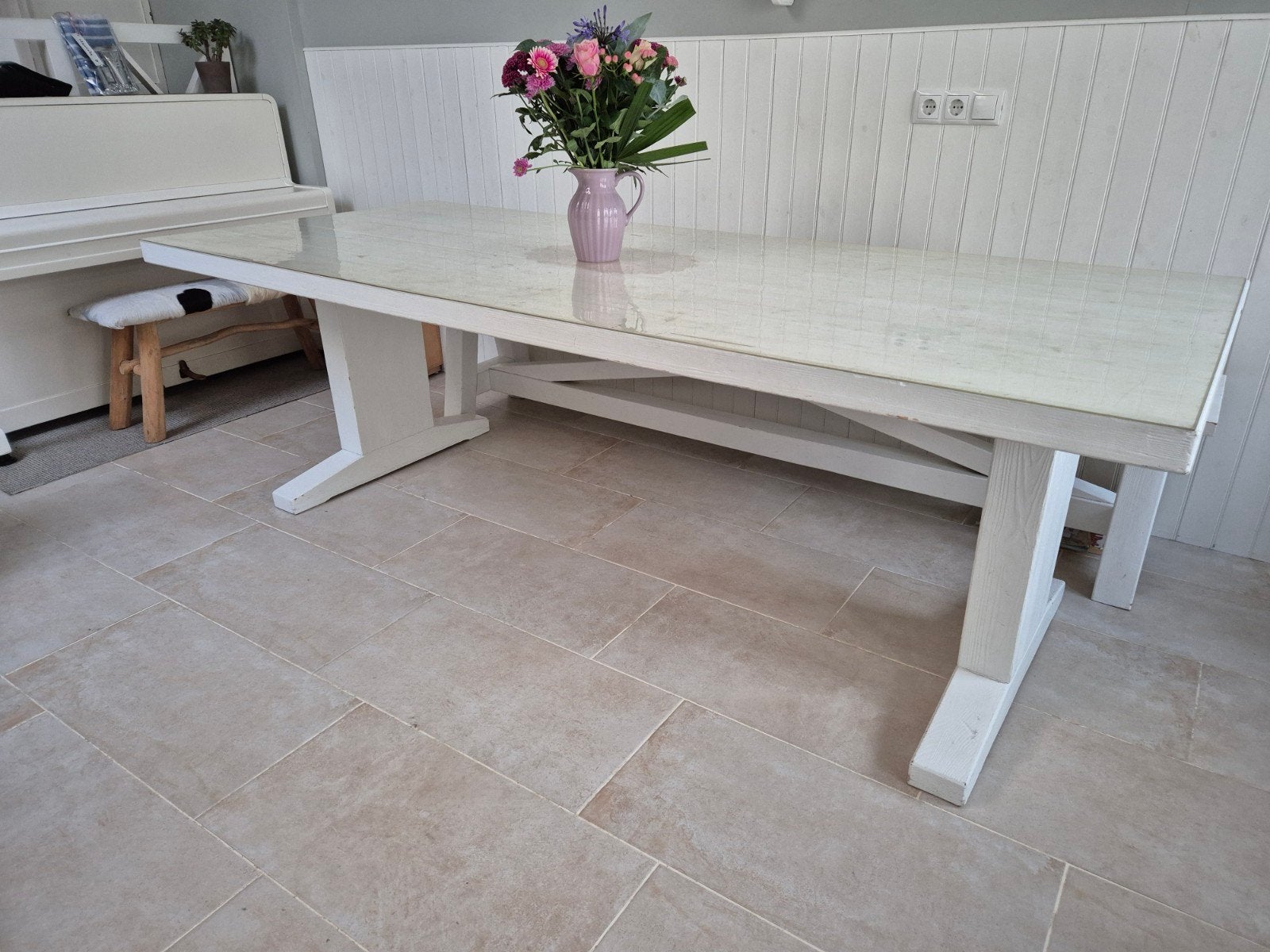 Witte eettafel 240 cm - Geschikt voor 8-10 personen, Ophalen, 100 tot 150 cm, 200 cm of meer, Vijf personen of meer