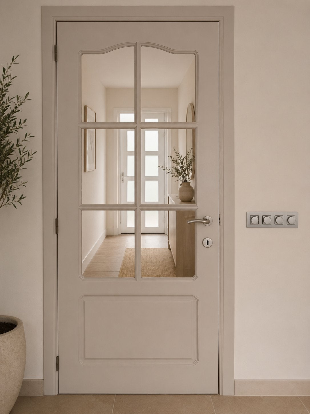 Stijlvolle binnendeur met glaspanelen 200x83 cm, Doe-het-zelf en Verbouw, Deuren en Horren, Ophalen, Gebruikt, 80 tot 100 cm, Binnendeur