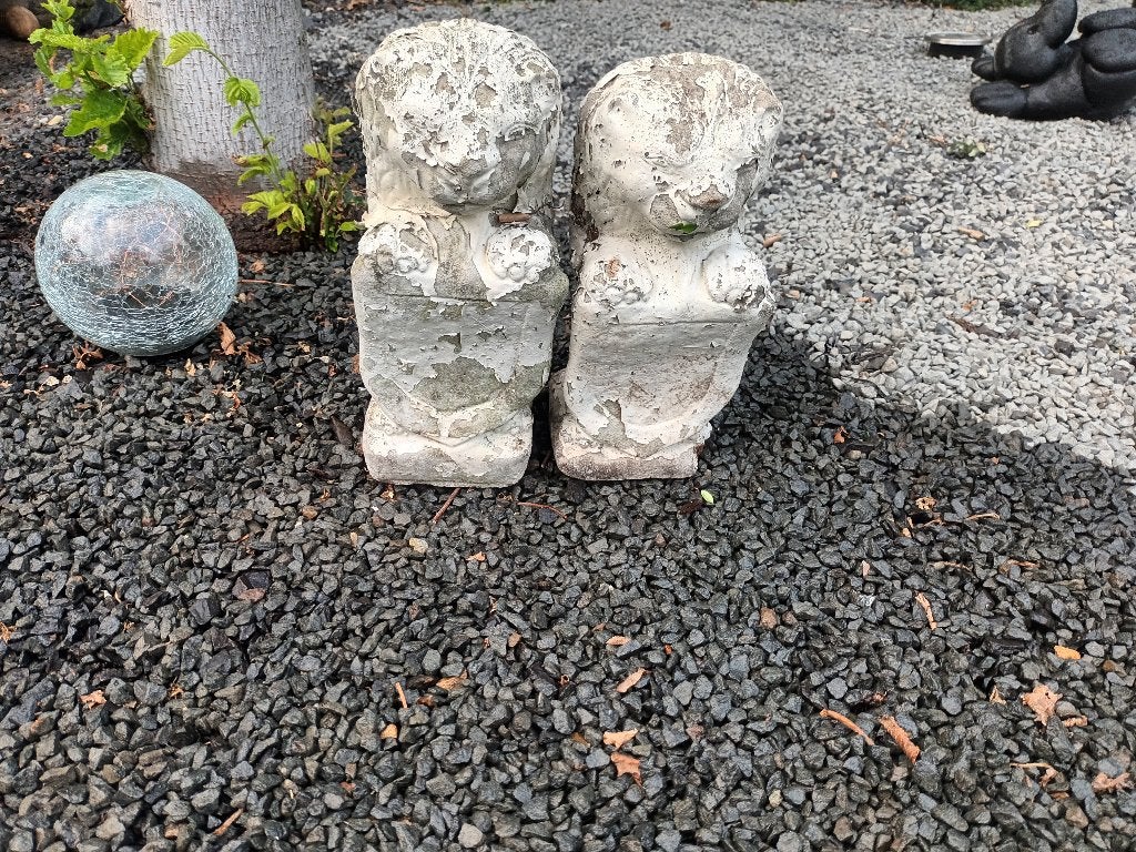 2 stenen beelden leeuw, Verzamelen, Beelden en Beeldjes, Ophalen, Gebruikt, Dier