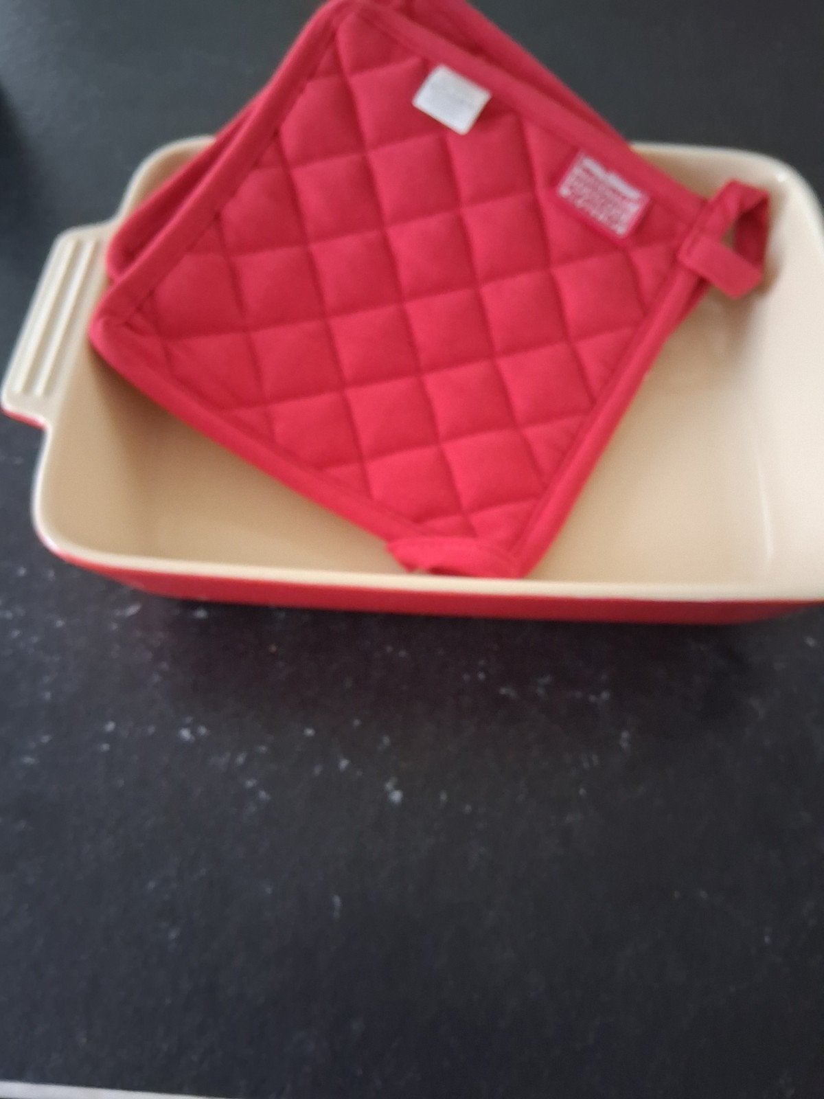 Nieuwe Ovenschaal 30x23x8cm inclusief Pannenlappen, Ophalen, Overige typen, Nieuw, Steen/keramiek