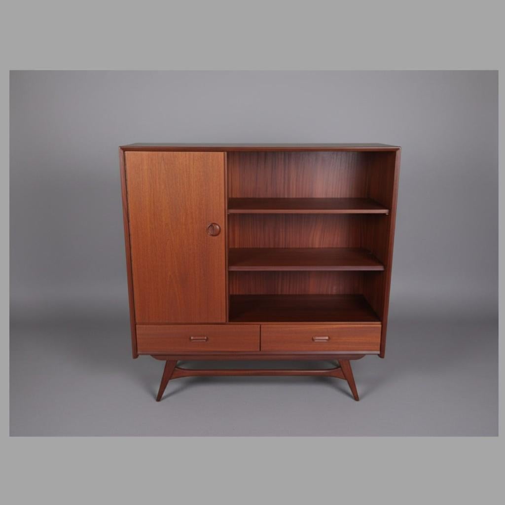Louis van Teeffelen highboard, Ophalen, Met deur(en), 100 tot 150 cm, Teakhout
