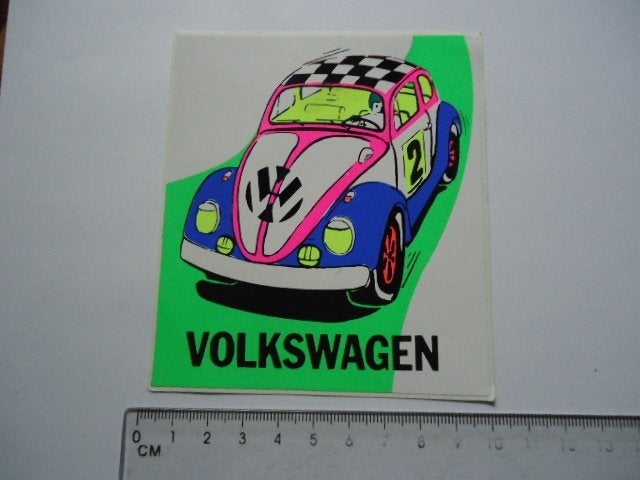 sticker oud VW Beetle Kever Volkswagen pop art auto car, Verzenden, Zo goed als nieuw, Auto of Motor