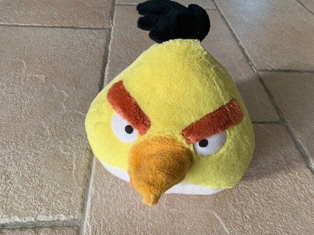 Knuffel angry birds geel 24x21 cm, Ophalen of Verzenden, Gebruikt, Overige typen