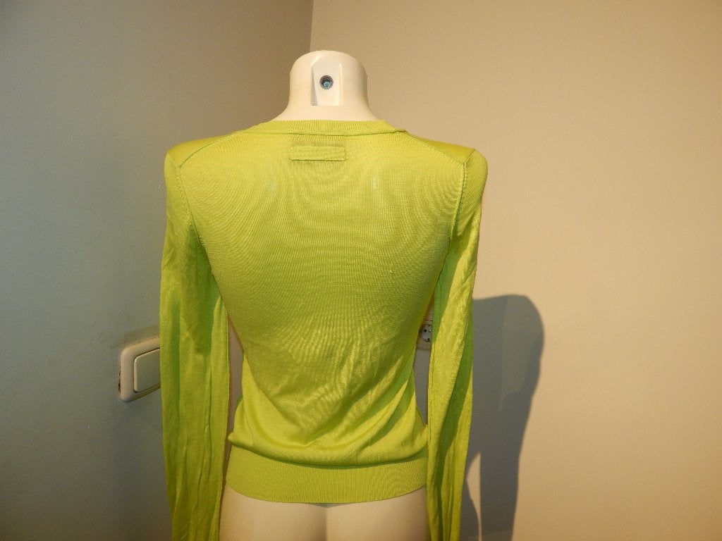 Dolce & Gabbana fijn gebreide trui met zijde lime mt S, Dolce & Gabbana, Verzenden, Maat 36 (S), Gedragen