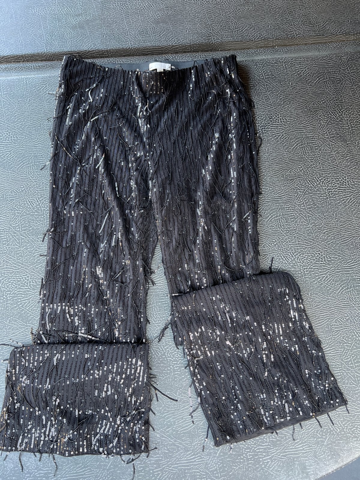 Zwarte Pailletten Broek Maat L, Zwart, Maat 42/44 (L), Ophalen of Verzenden, Zo goed als nieuw