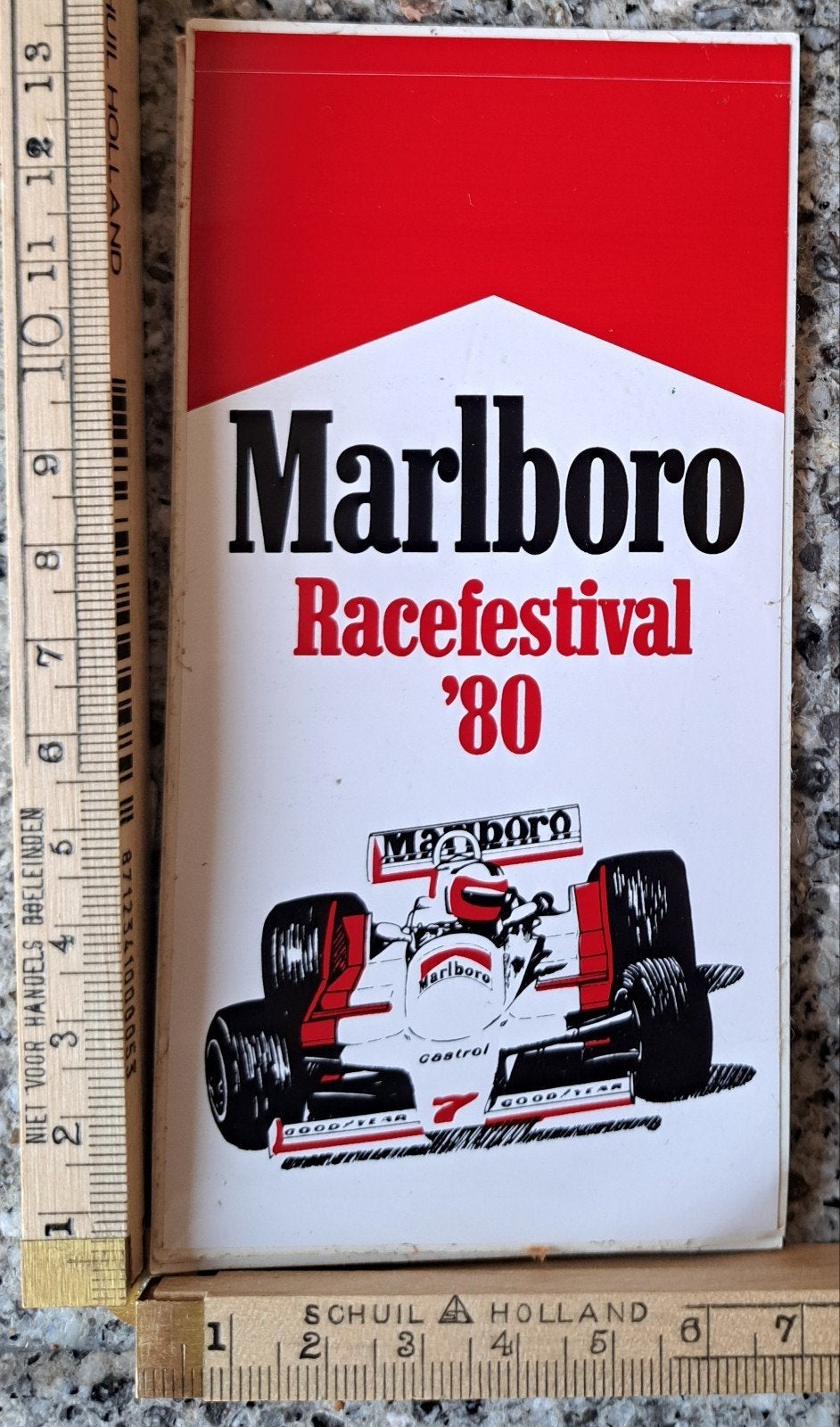 Vintage sticker Marlboro racefestival 1980 formule 1, Verzamelen, Stickers, Ophalen of Verzenden, Zo goed als nieuw