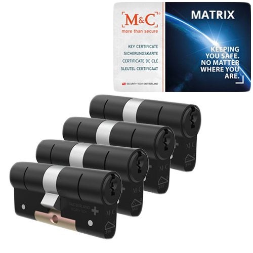 M&C Matrix zwarte cilinder 4x gelijksluitend SKG***, Niet ingevuld, Niet ingevuld, Niet ingevuld
