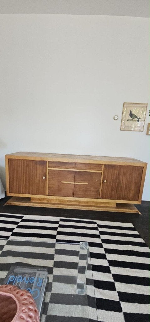 Groot Vintage Dressoir - Eiken & Noten, Ophalen, Gebruikt, 25 tot 50 cm, 200 cm of meer