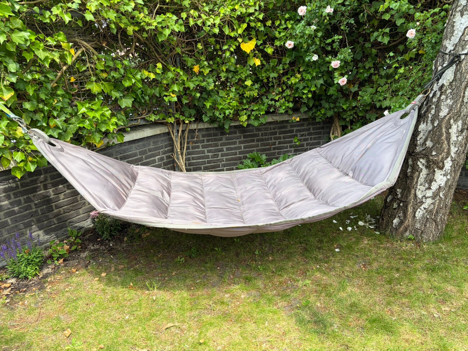 Grijze Fatboy hangmat, Tuin en Terras, Ophalen of Verzenden, Gebruikt, Meerpersoons, Buiten