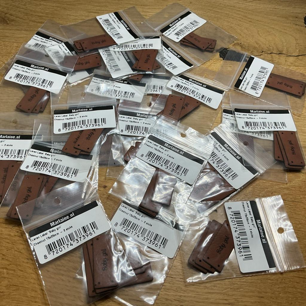 25x3 PU Leer Labels 'Baby girl' - Nieuw in verpakking, Ophalen of Verzenden, Nieuw, Overige typen