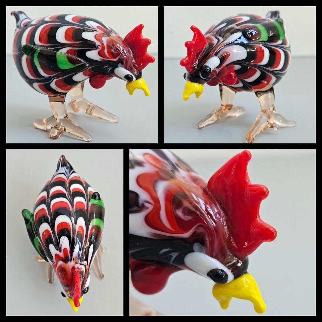 Murano stijl glazen sculptuur van een haan. Puntgaaf, Antiek en Kunst, Ophalen of Verzenden
