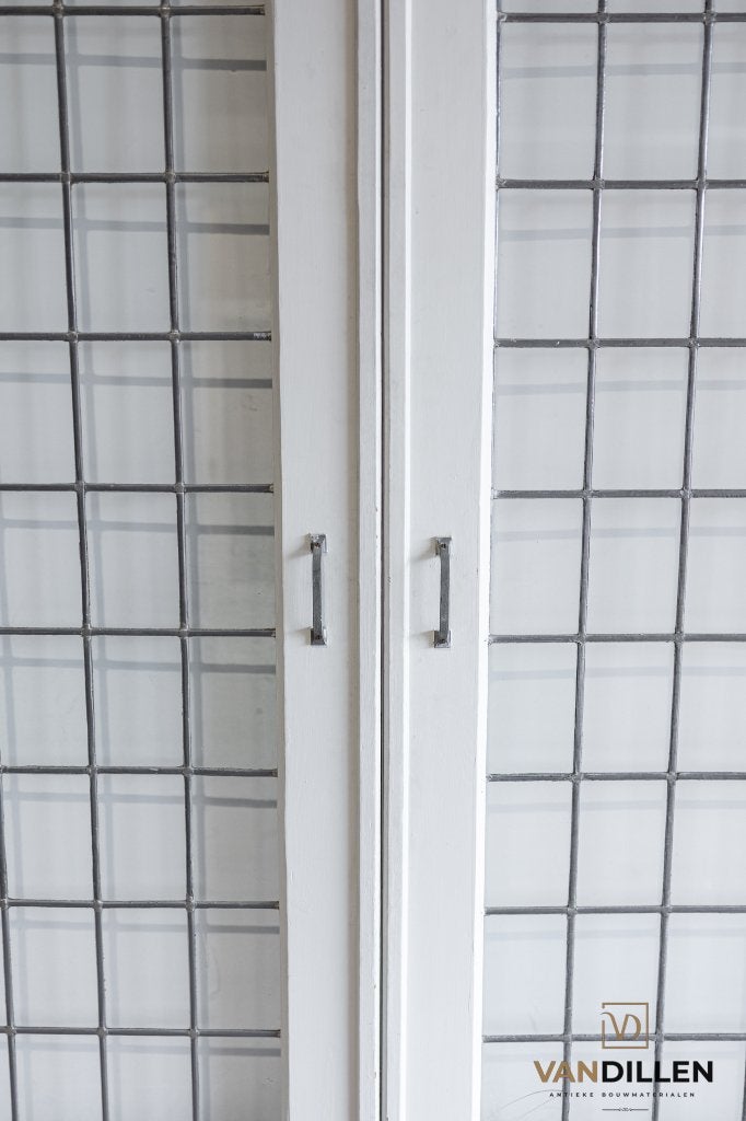 Oude ensuite / schuifdeuren glas in lood 214.5 x 162, 120 cm of meer, Binnendeur, Ophalen of Verzenden, Zo goed als nieuw