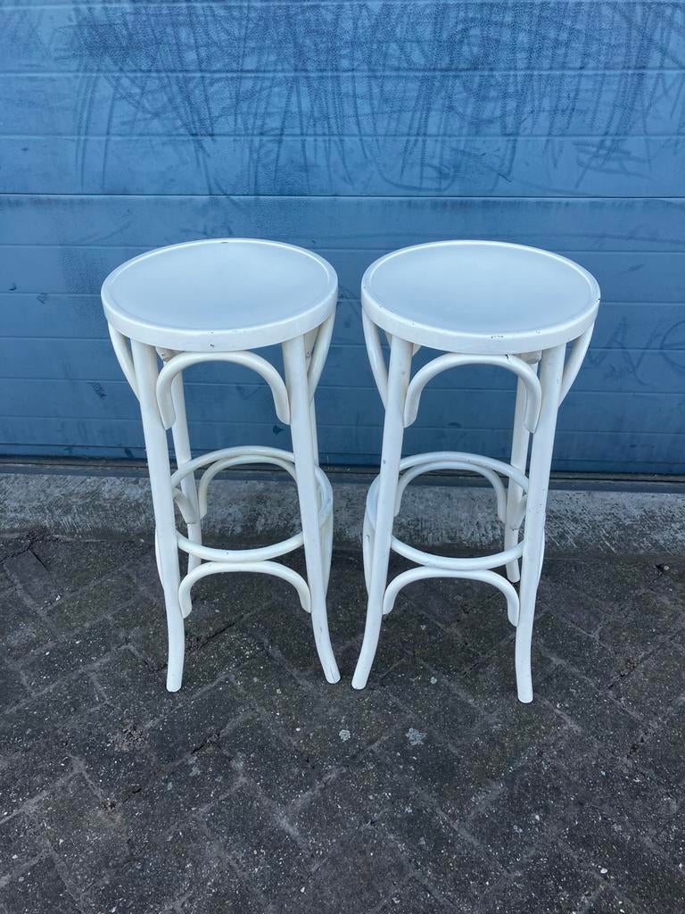 Set van 2 thonet style barkrukken, Huis en Inrichting, Ophalen, Gebruikt, 60 tot 90 cm, Hout