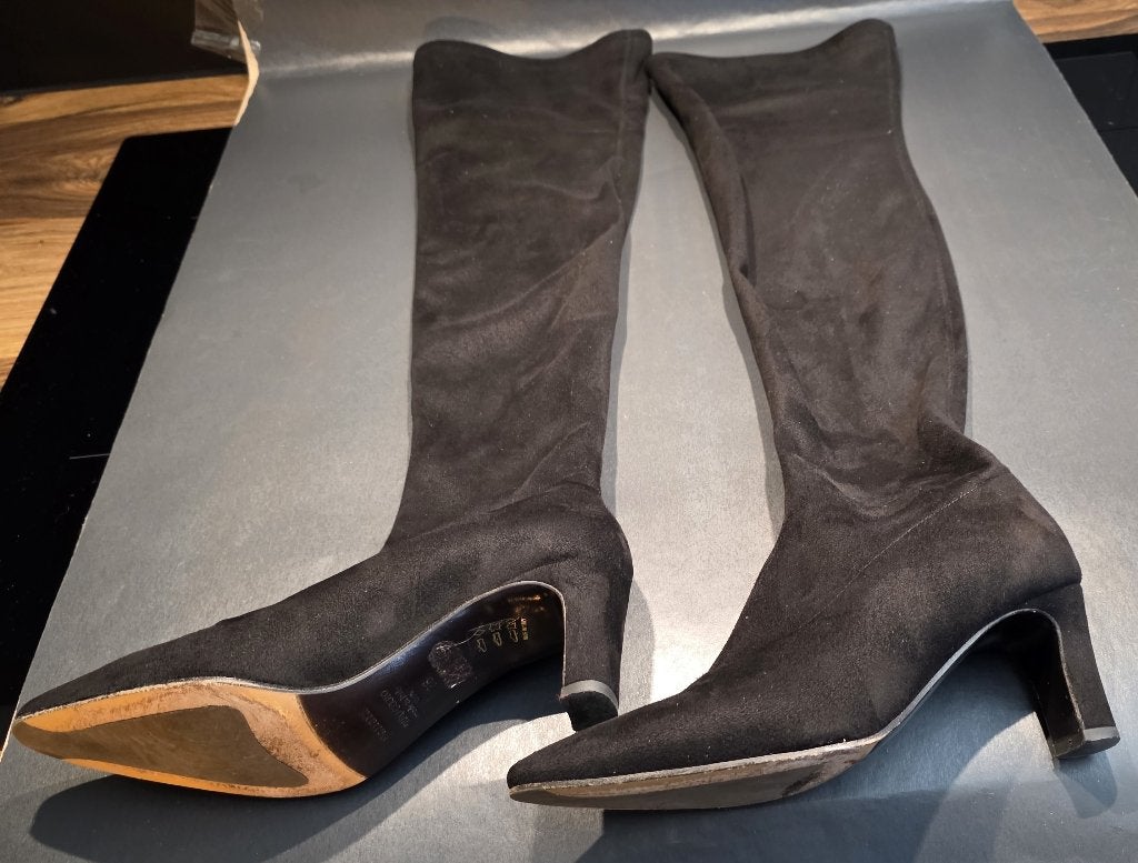 Panara stretch laars met hak 6.5 cm schacht van 55 cm, Kleding | Dames, Schoenen, Hoge laarzen, Panara, Zwart, Ophalen of Verzenden
