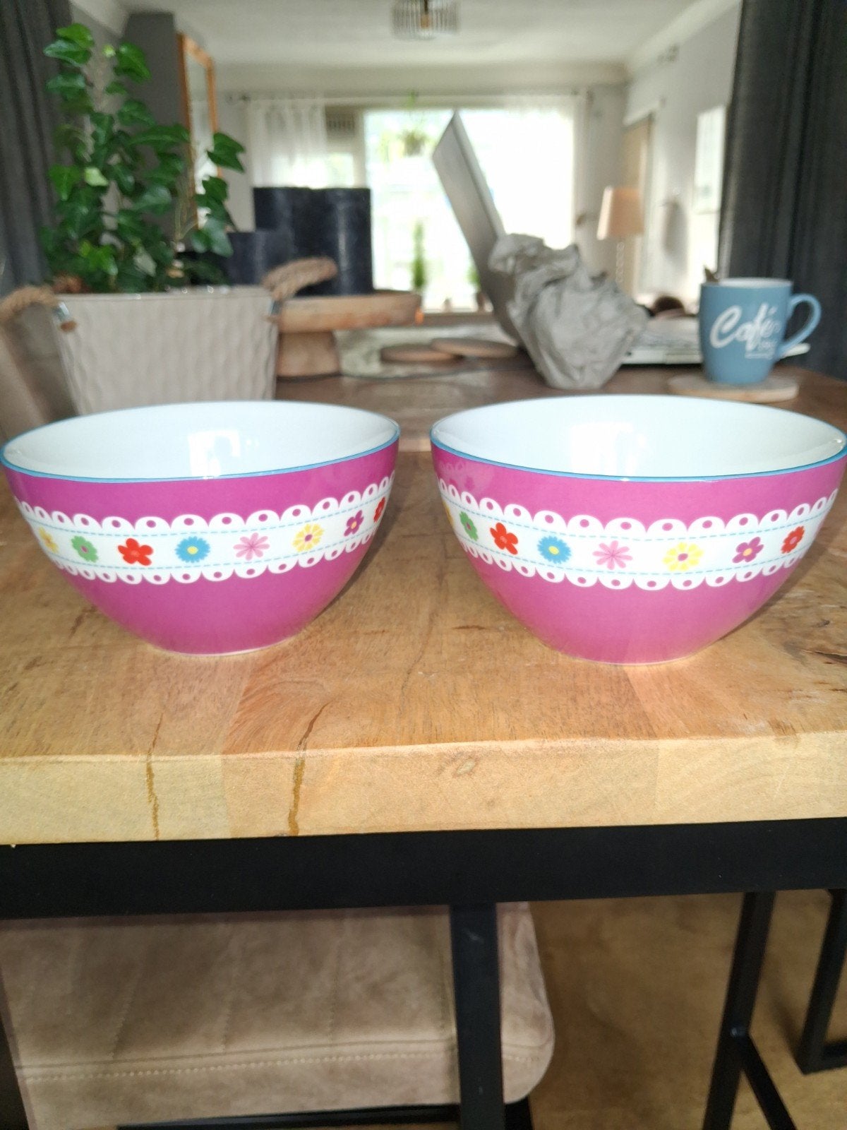 Lief! Lifestyle schaaltjes, set van 2, roze met bloemen, Ophalen of Verzenden