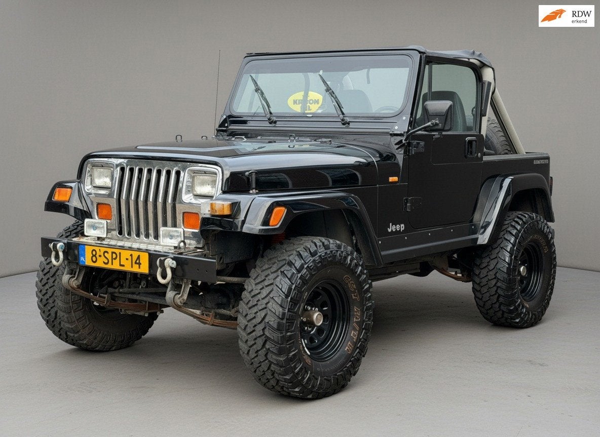 Jeep Wrangler 4.0i Softtop incl. bikintop, Auto's, Gebruikt, Zwart, Lederen bekleding, Zwart