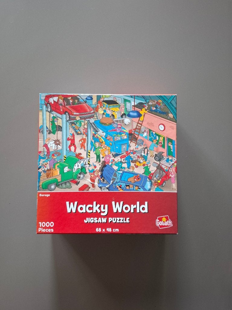 Wacky World Garage Jigsaw Puzzel 1000 stukjes Goliath, Ophalen of Verzenden, 500 t/m 1500 stukjes, Gebruikt, Legpuzzel